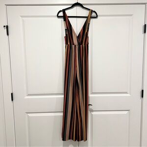 The Vintage Shop Women's Sabrine Striped‎ Jumpsuit Backless Plunge Neckline XS